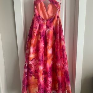 Backless, long formal, floral print dress